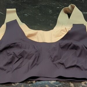 Knix Lot 2 Cream and Black Seamless Bra Bralette size XXXL+ and XXXL